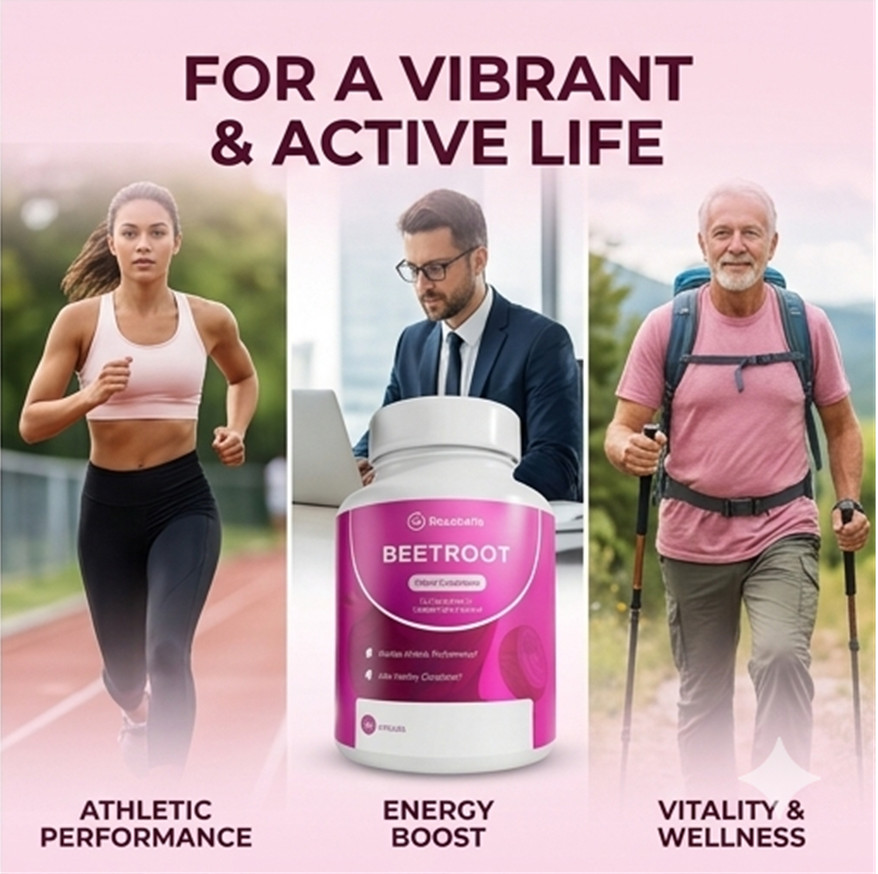 Rosabella Beetroot 1300mg Capsules Supplement 120 Count (2 x 60ct) Daily Wellnes