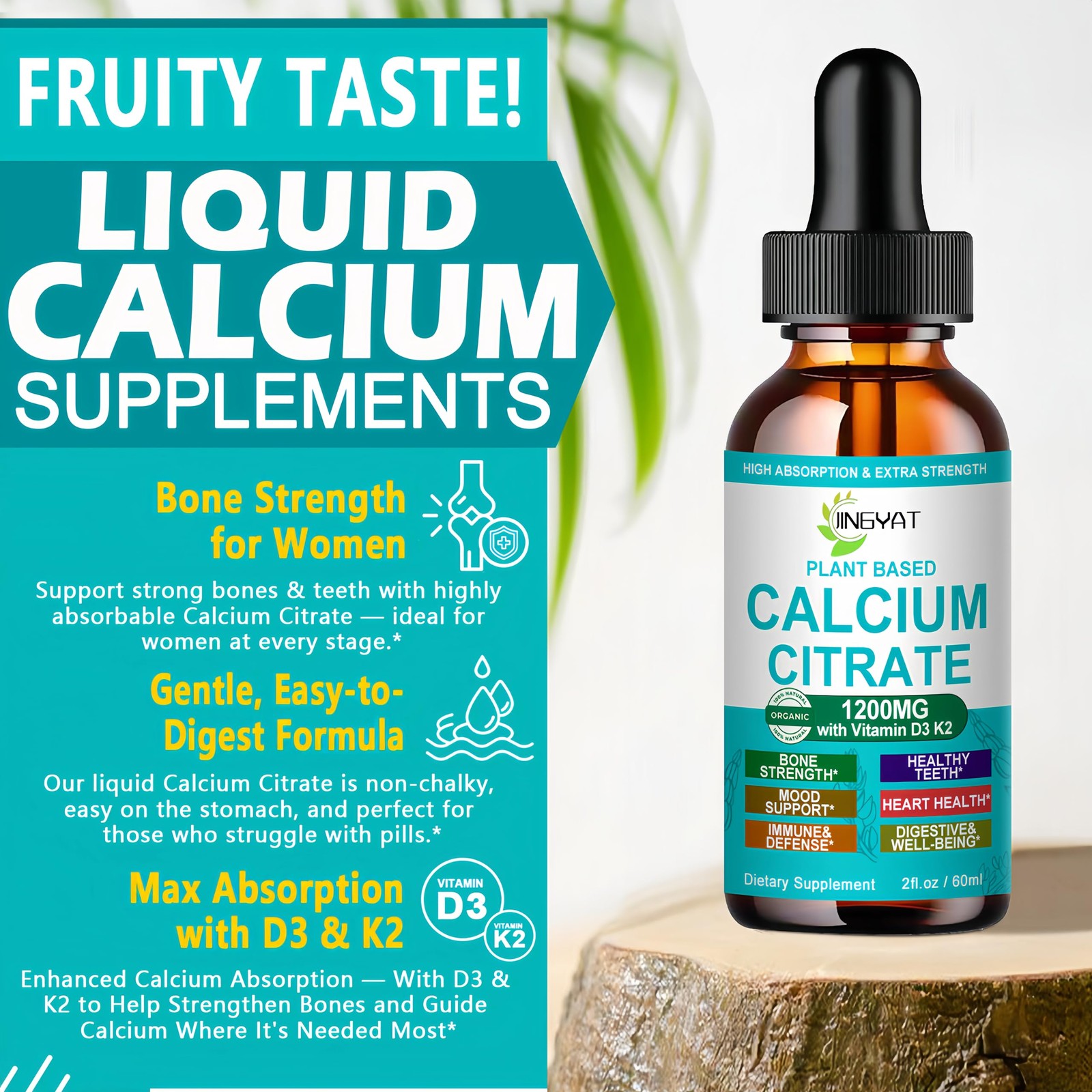 Calcium Supplements for Women Liquid Drops, High 2 Fl Oz (Pack of 1)