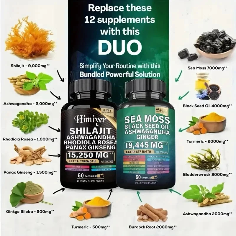 Dynamic Vitality Bundle – Sea Moss Multivitamin & Shilajit Power Combo 240 Ct