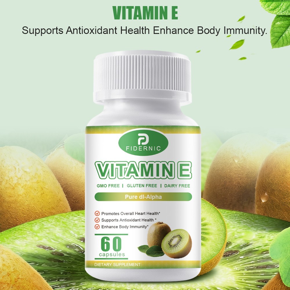 400IU 180mg Natural Vitamin E Capsules Antioxidant Anti-Aging Skin Care，60 pills