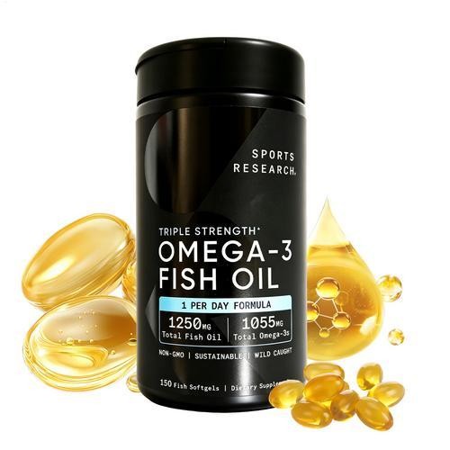 Sports Research Triple Strength Omega-3 Fish Oil, 150 Fish Softgels