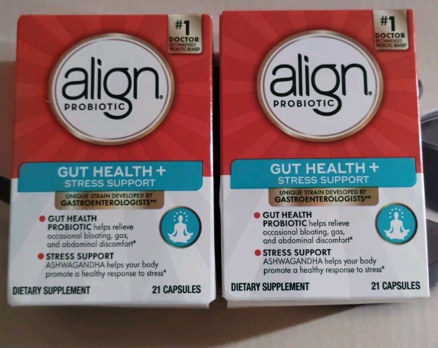 2 Boxes Align Probiotic Digestive De-stress Probiotic Ashwagandha EXP 7/2028