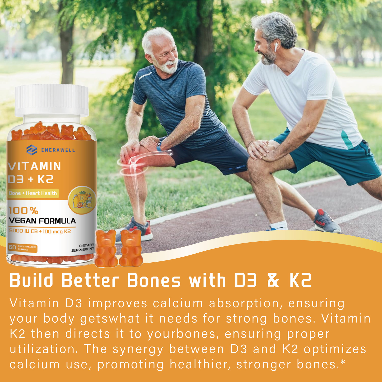 Vitamin K2 (MK7) with D3 5,000IU Supplement,60 Gummies, Immune Health 02/07/2027