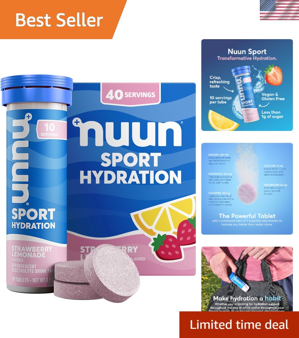40 Servings of Gluten-Free Electrolyte Tablets – Strawberry Lemonade Flavor