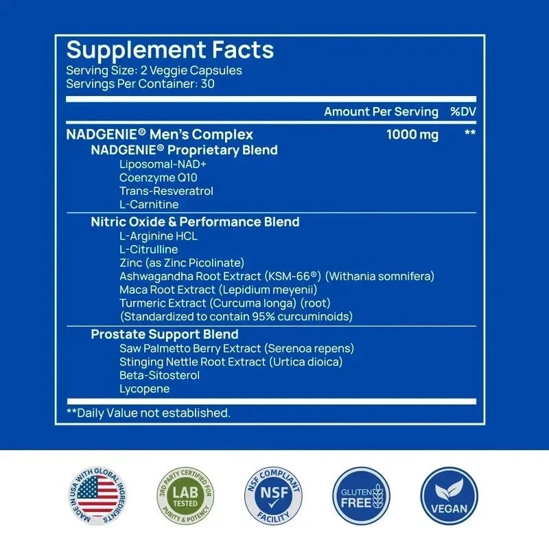 Selerb NAD+ Supplement for Men L-Carnitine, L-Arginine, Maca & Ashwagandha 3pcs