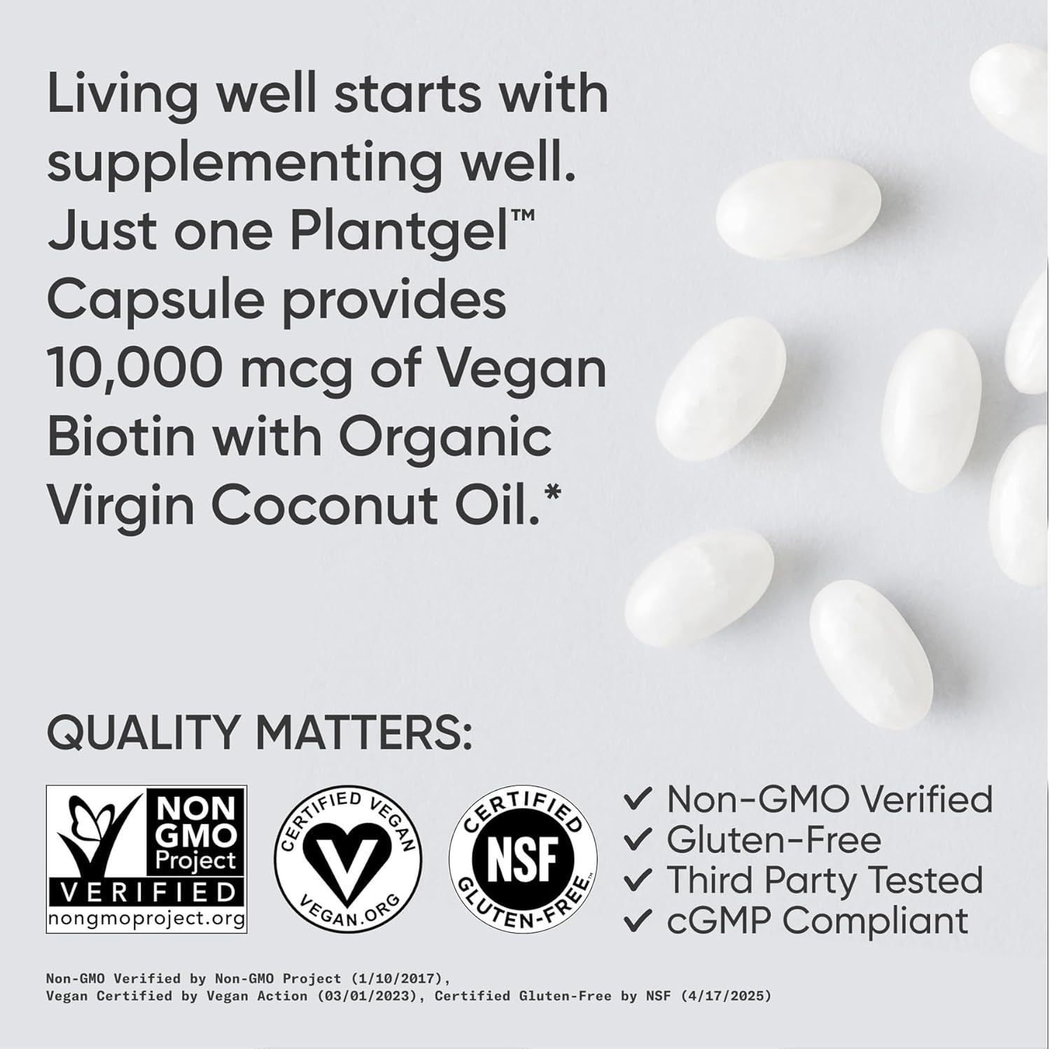 Sports Research Biotin 10000mcg Coconut Oil Hair Skin 120 Softgels