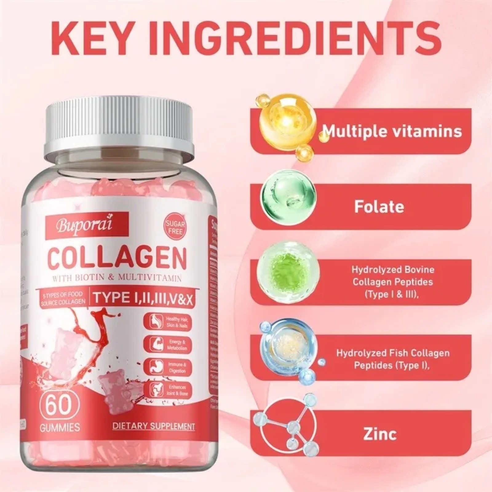 Collagen 60pcs – Brighten Skin Tone, Anti-aging, Anti-wrinkle, Anti-oxidation