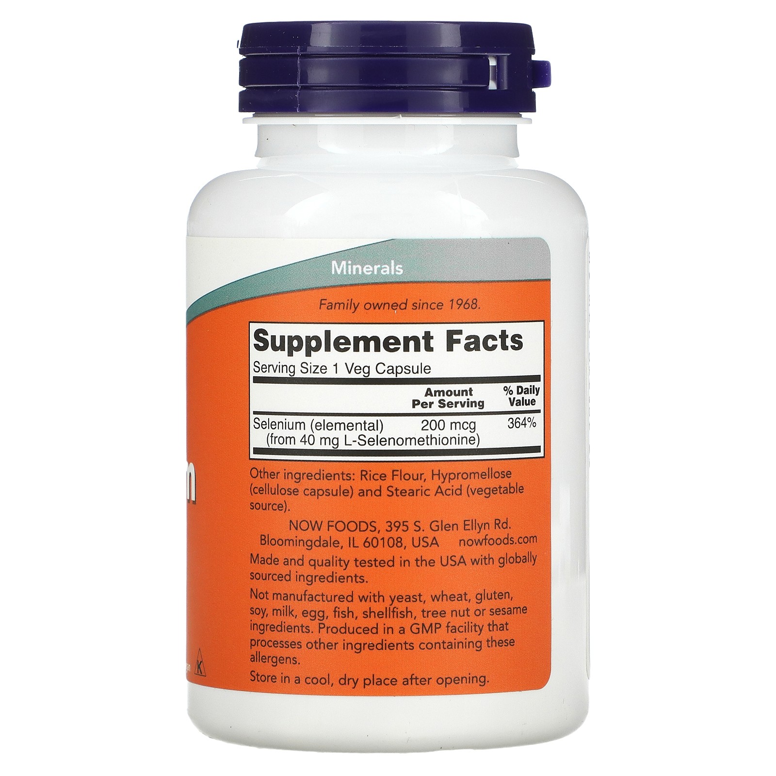 Now Foods Selenium 200 mcg 180 Veggie Caps GMP Quality Assured, Kosher,