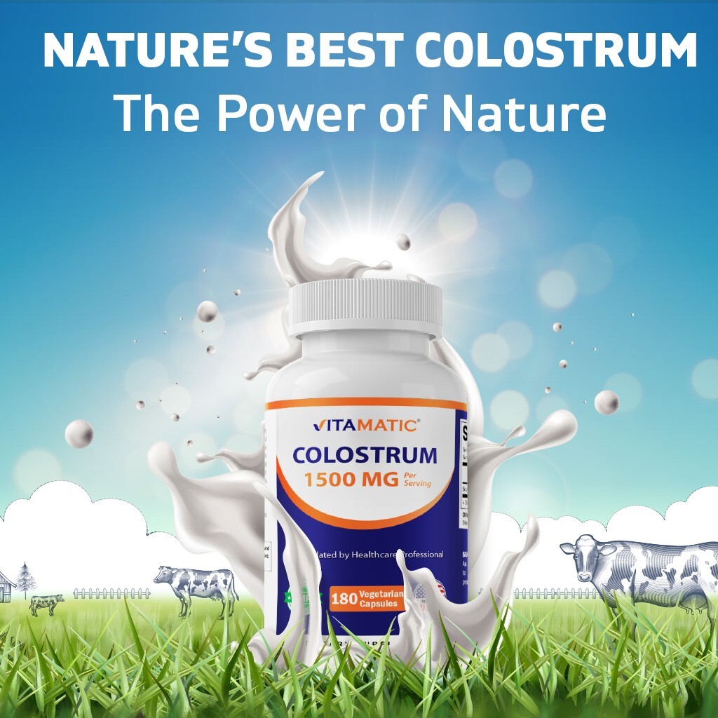 2 Pack Vitamatic Bovine Colostrum Supplement 1500 mg per Serving – 180 Capsule