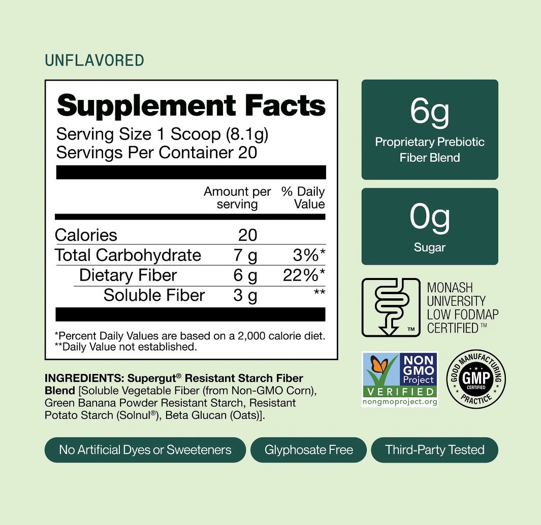 Supergut Daily Support-Unflavored Prebiotic Powder,High Fiber Blend(Pack Of 2)