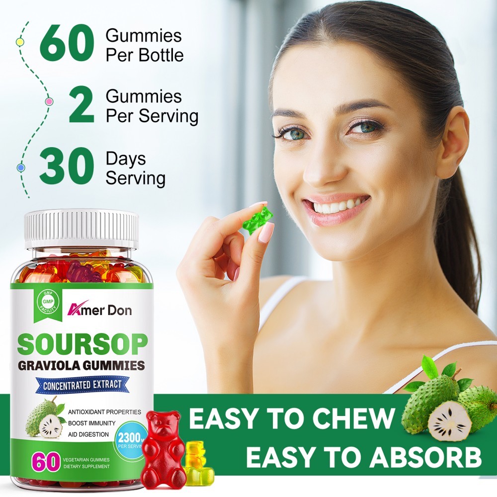 Soursop Graviola Gummies 2300mg – Antioxidant, Immune Support, Digestive Health