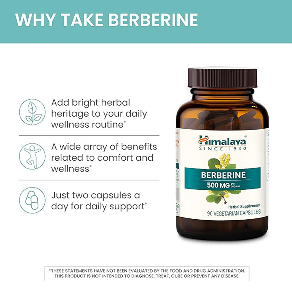 Himalaya BERBERINE 500 mg Per Capsule , 90 Vegan Capsules