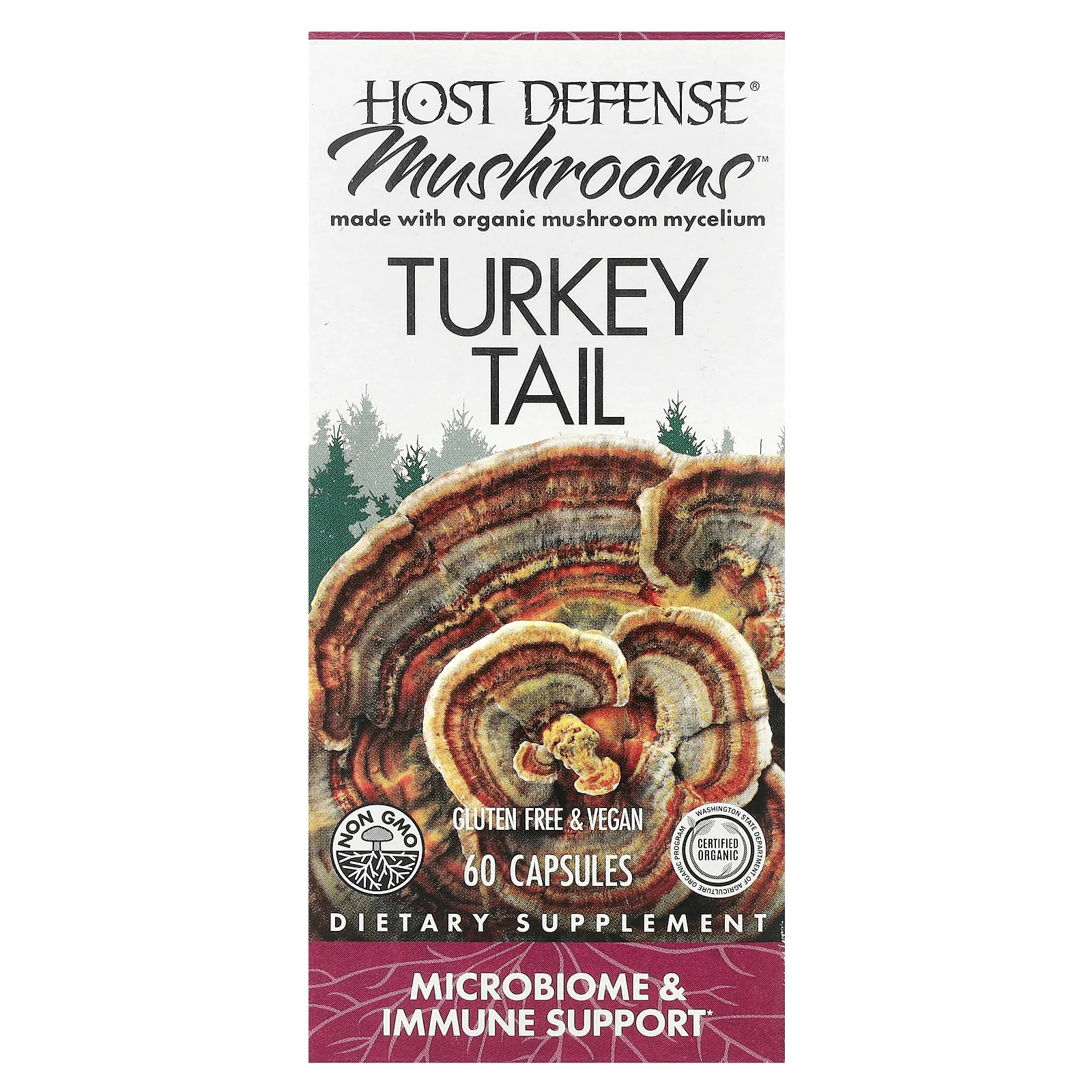 2 X Host Defense, Mushrooms�, Turkey Tail, 60 Capsules (0.5 g per Capsule)