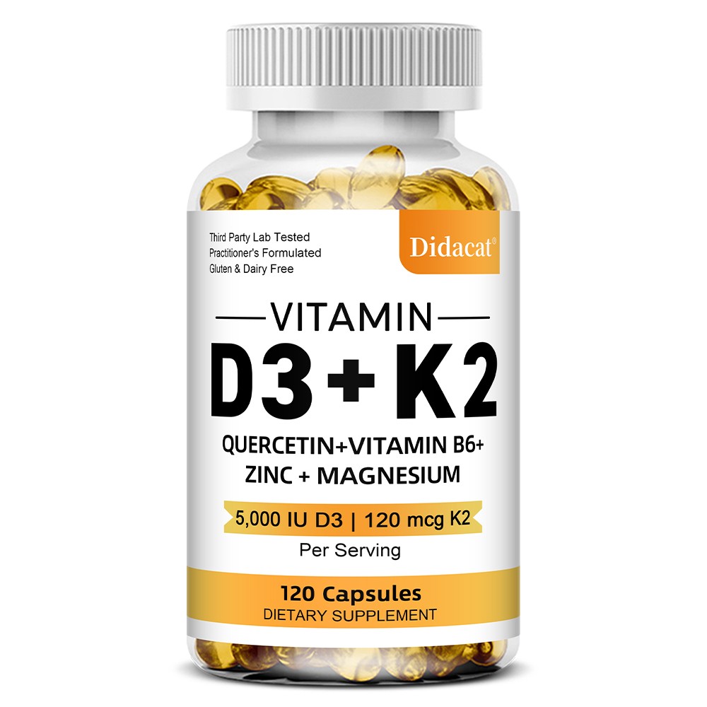 Vitamin D3 5000 IU K2 120 mcg, Vit D and K Supplement 30/60/120 capsules
