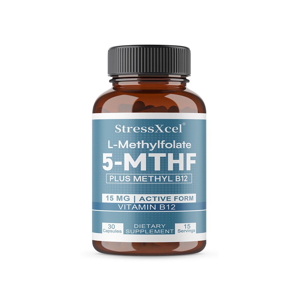 StressXcel L-Methylfolate 15mg, 30/60/120 Caps (5-Methylfolate) – Vegan, Non-GMO