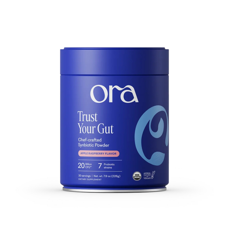 Ora Organic Probiotic & Prebiotic Powder Supplement, Apple Raspberry 30 Srv