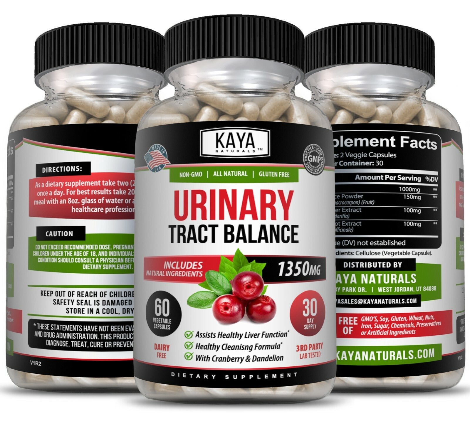 Urinary Tract Balance 1350mg 60ct D Mannose w/ Cranberry Bladder Control Health