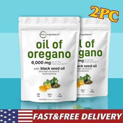 2 in 1 Oil of Oregano & Black Seed Softgels Count with Carvacrol,Immune Supports
