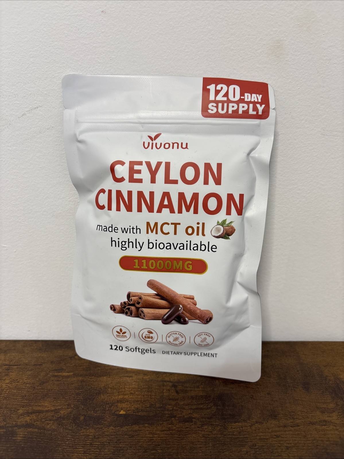 Organic Ceylon Cinnamon & MCT Oil Softgels – 120 Count, Energy & Metabolism Boos