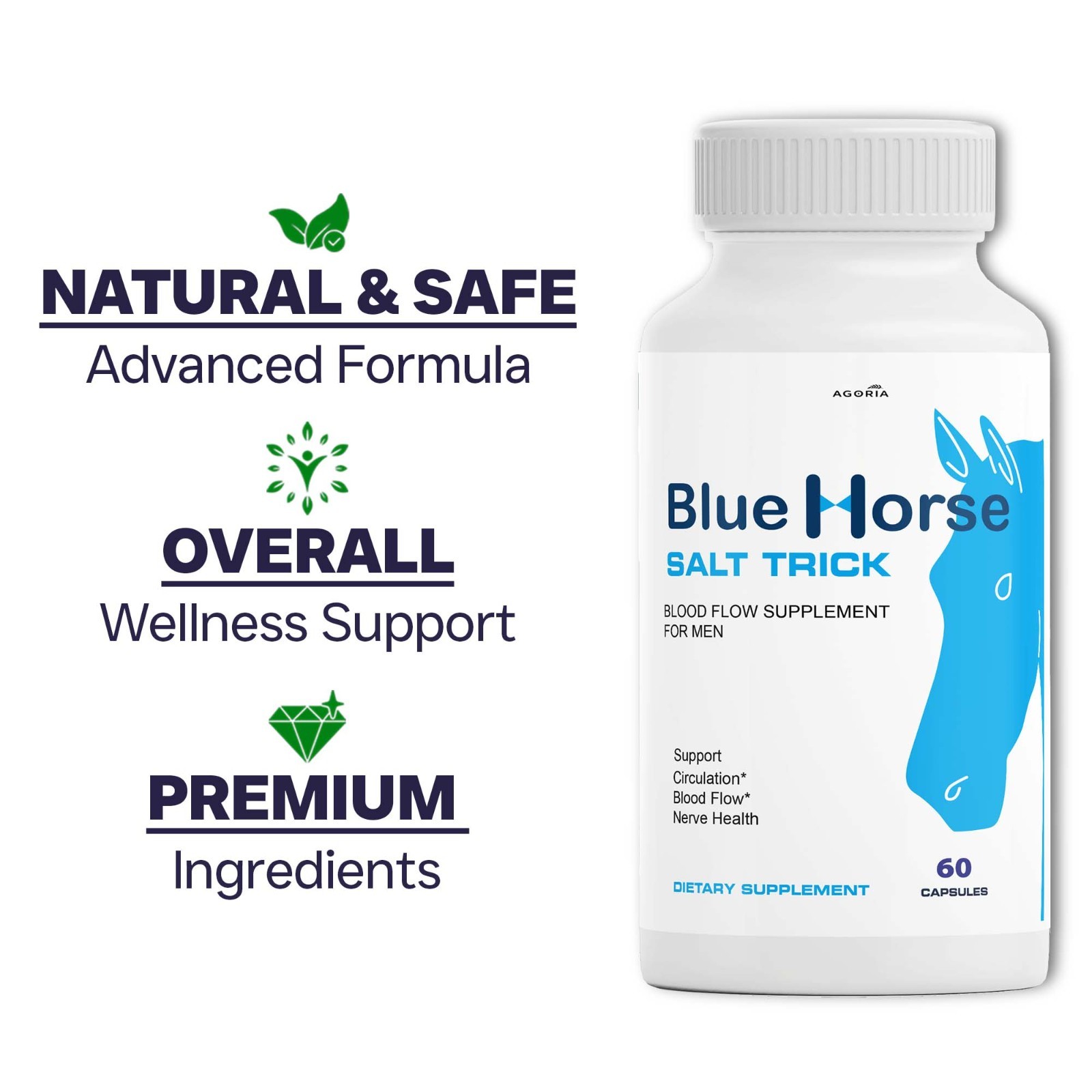 ( 1 Pack ) Blue Horse Salt Trick – Our Best Blood Flow Supplement for Men
