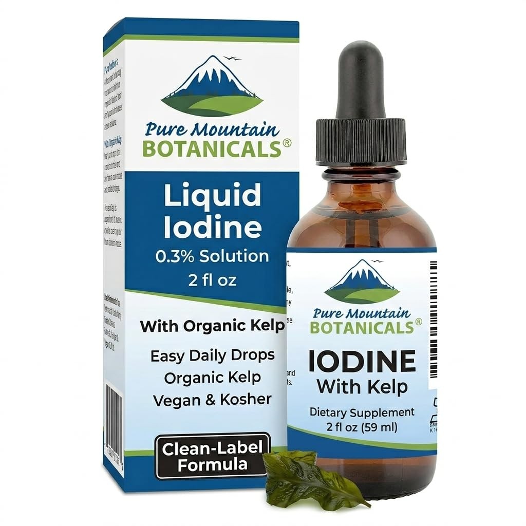 Liquid Iodine Drops 150 mcg – Iodine Supplement with Organic Kelp – 1300 Serving