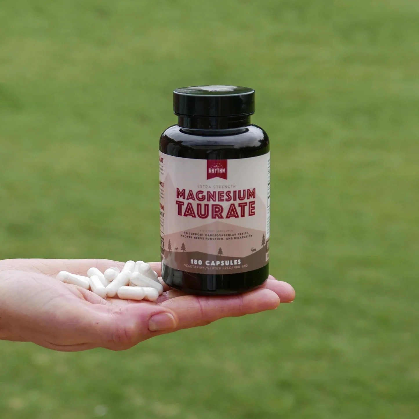 12 bottles of Magnesium Taurate by Natural Rhythm, 120 capsules, 750 mg