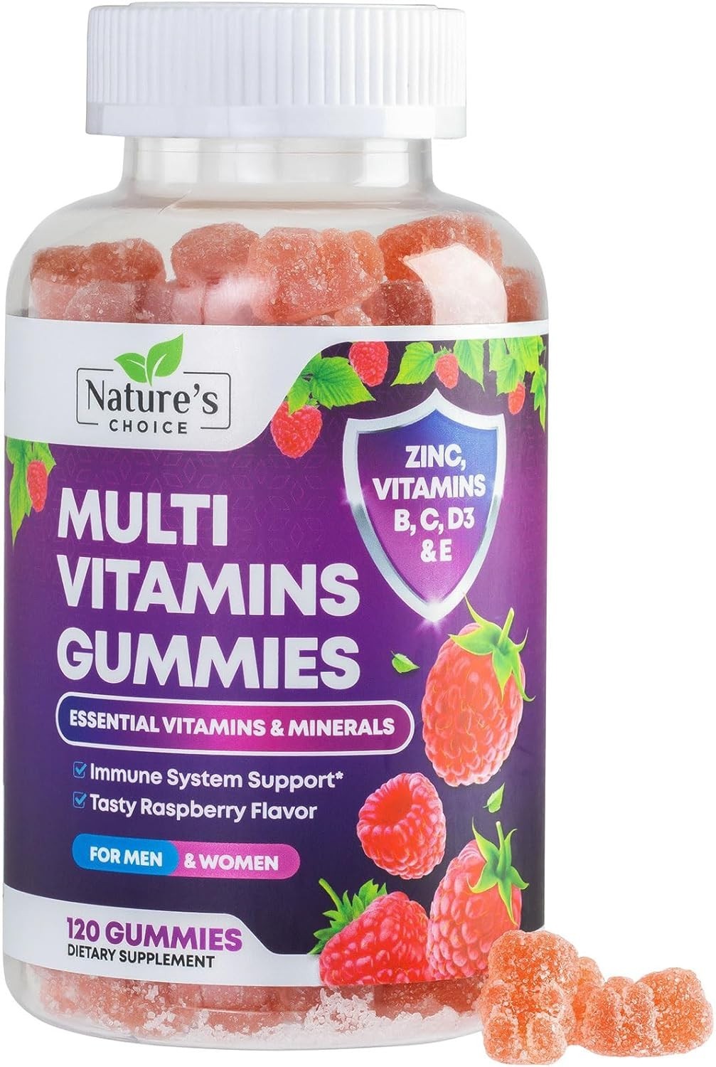 120 Gomitas Multi Vitaminas A B C D E Con Zinc Para Mujeres y Hombre En Oferta