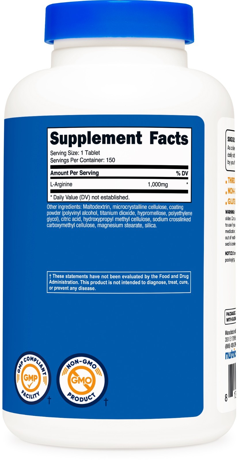 Nutricost L-Arginine 1000mg, Amino Acid Tablets (150 Tablets)