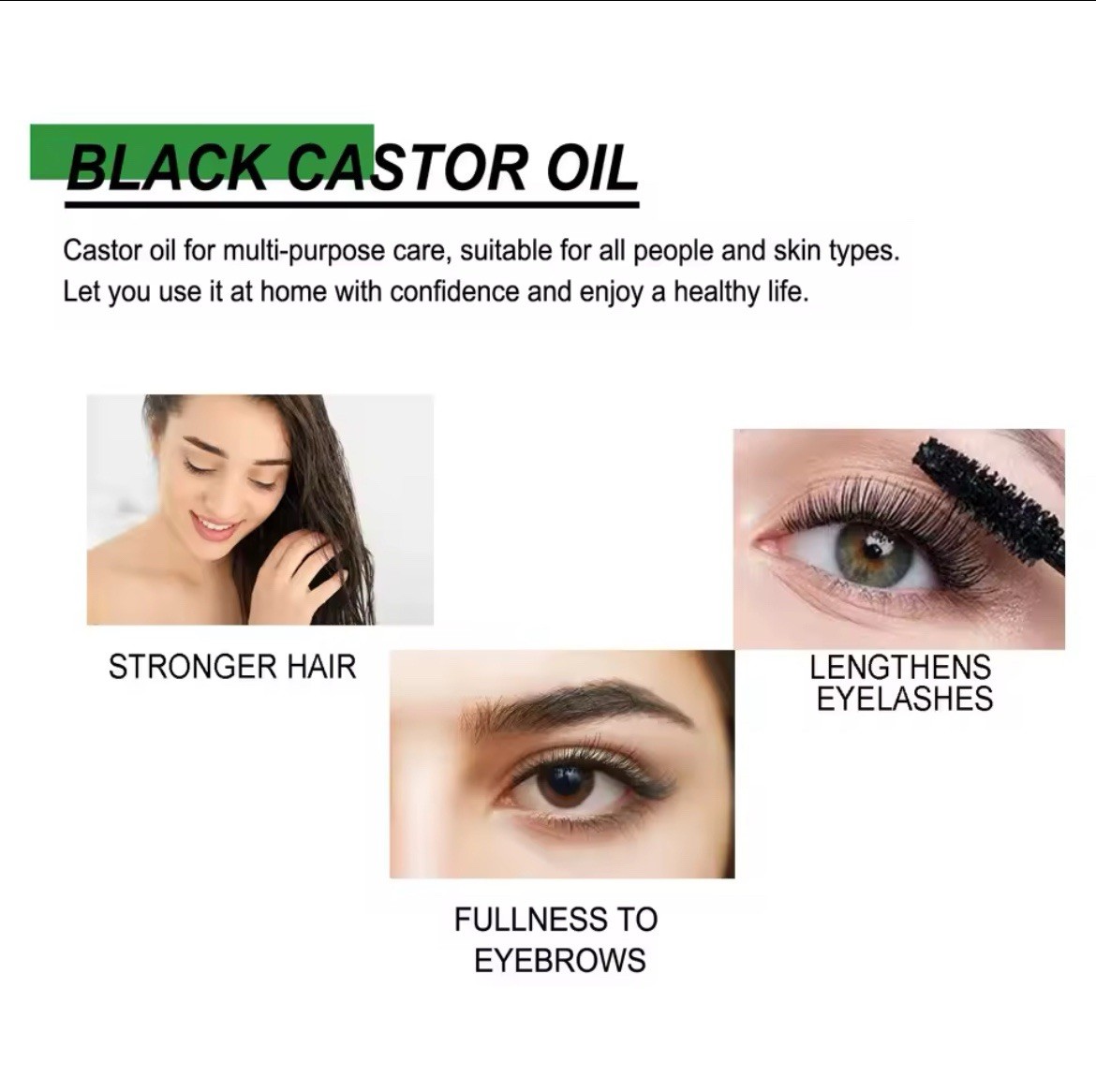 60ml Organic Black Castor Oil – Hair Growth, Strengthens Hairline, Skin & Body.