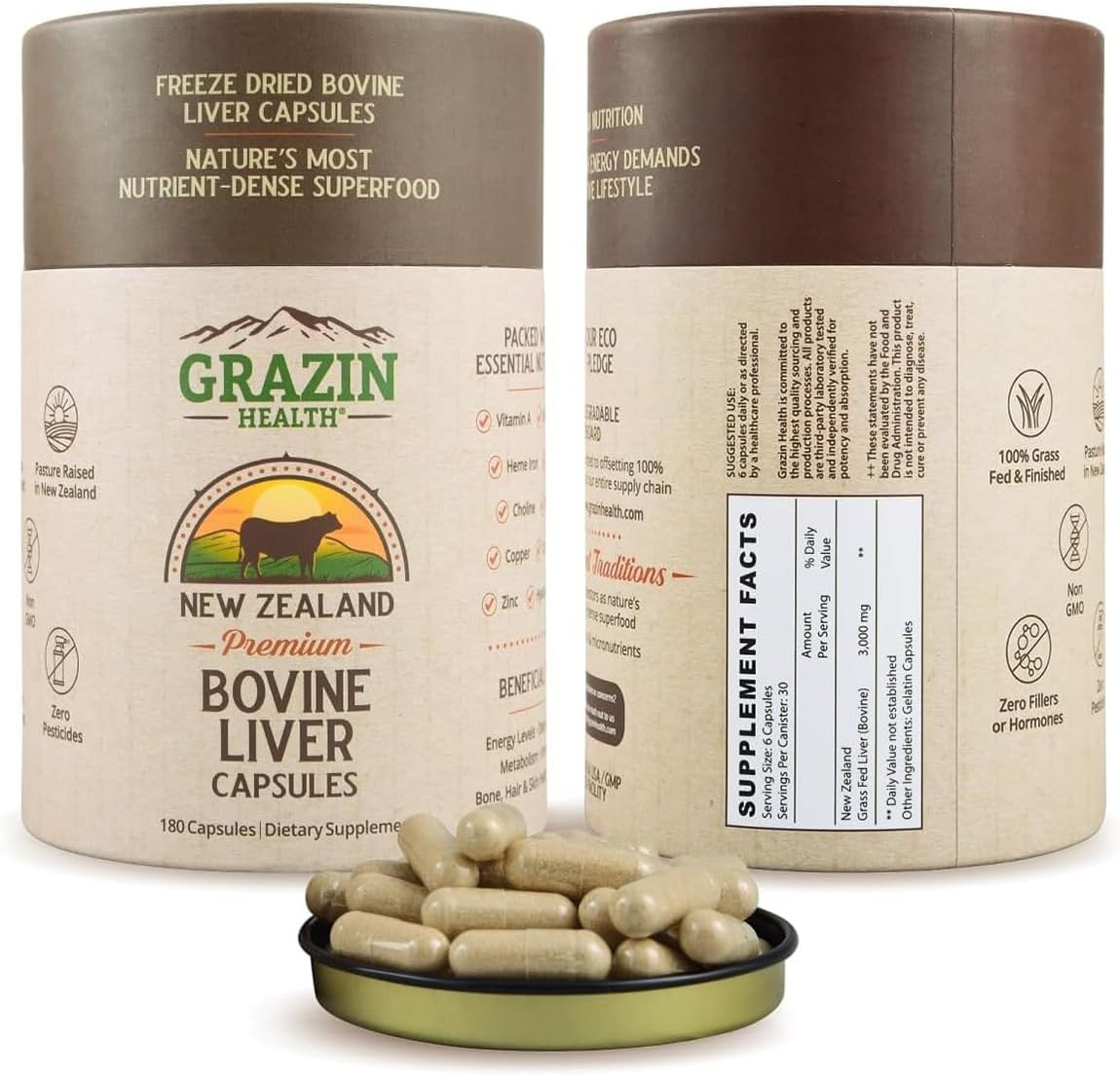 Grass Fed Beef Liver from New Zealand – Freeze Dried 3000mg per Serving