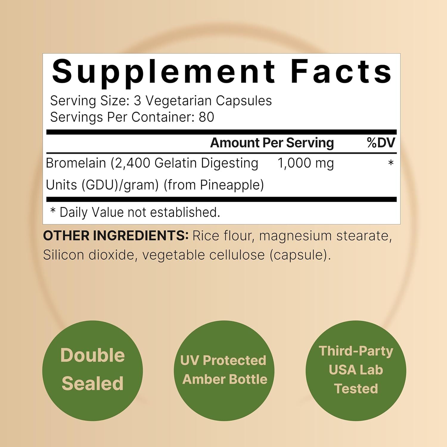Bromelain 1000mg 2400GDU from Pineapple 240 Caps Digestive Enzymes/Joint Support