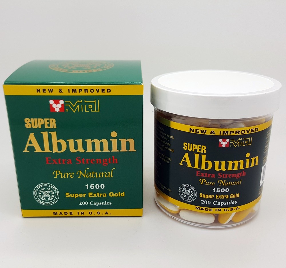 New & Improved Super Albumin Extra Strength Pure Natural 1500 mg 200 capsules