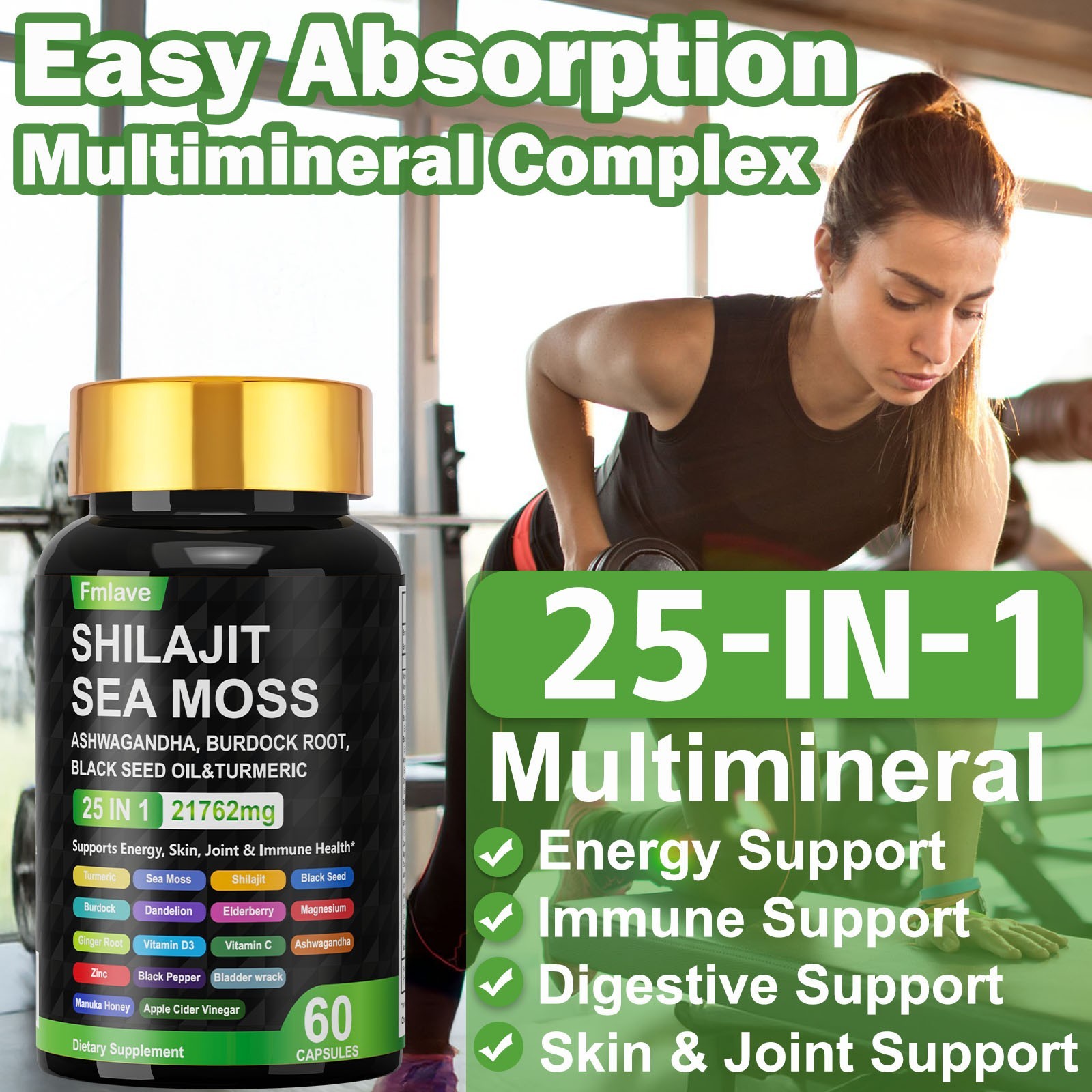 2x Certified Organic Sea Moss Capsules Irish Sea Moss Bladderwrack Burdock Root