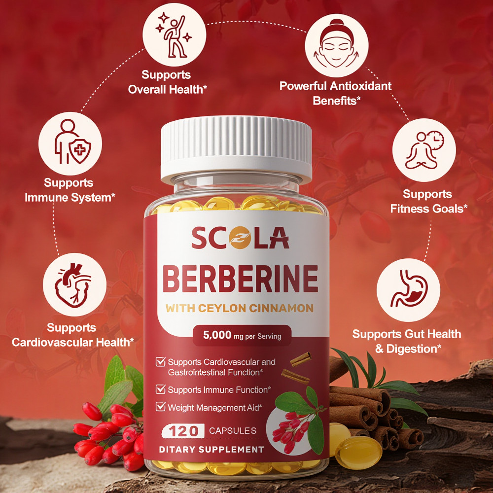Berberine HCL 5000mg + Ceylon Cinnamon 1000mg High Potency Blood Sugar Support
