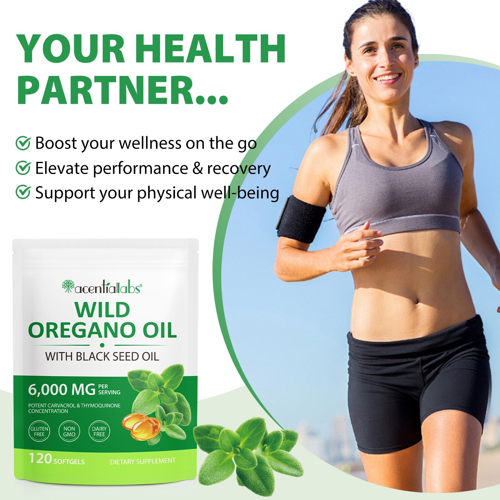 Organic Oregano Oil 6000mg 180 Softgel with Black Seed Oil 200mg Immune Support