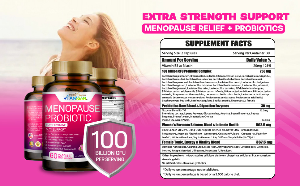 Balance For Women Menopause PMS Relief Hot Flashes Supplement Pills Probiotic