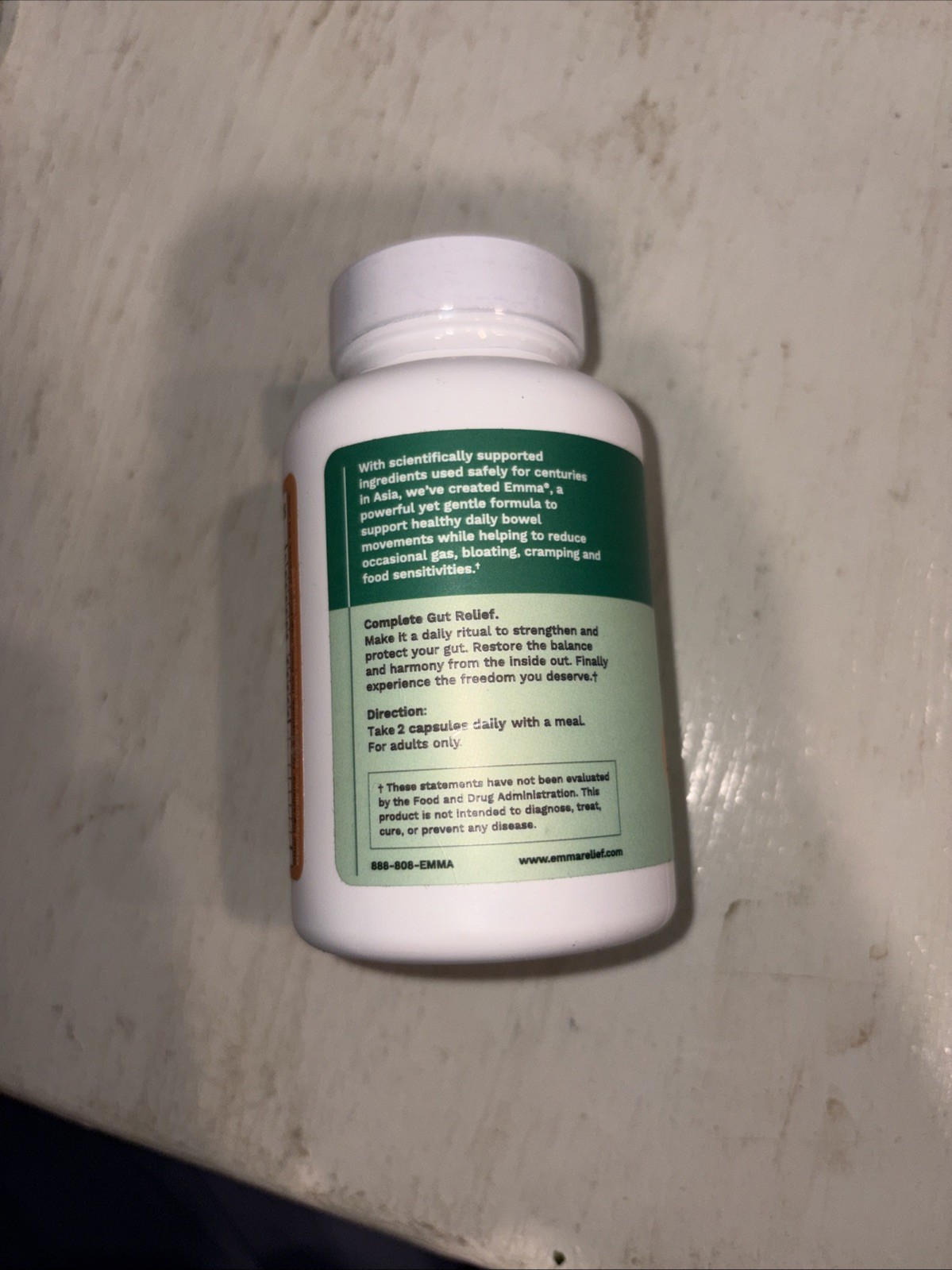 1 bottle of EMMA Gut Health Gas & Bloating Repair. 60 Caps-1 month Exp 07/26