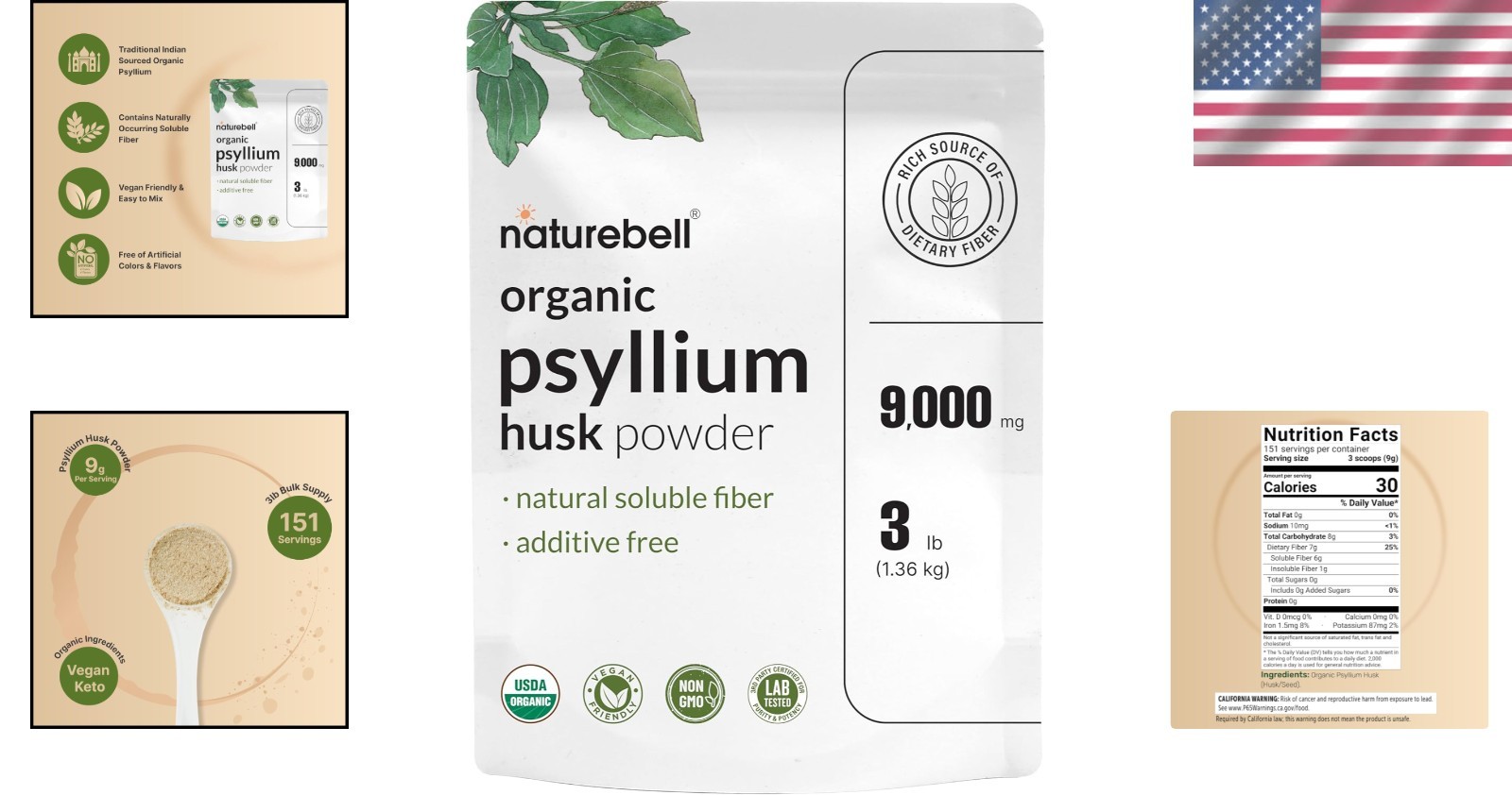 Non-GMO Soluble Fiber Supplement, 3lb Unflavored Powder