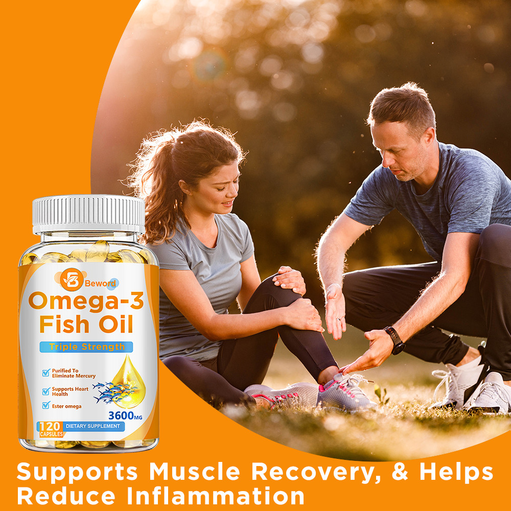 3x Strength EPA & DHA Omega 3 Fish Oil 3600mg, Highest Potency, 4 × 120 Softgels