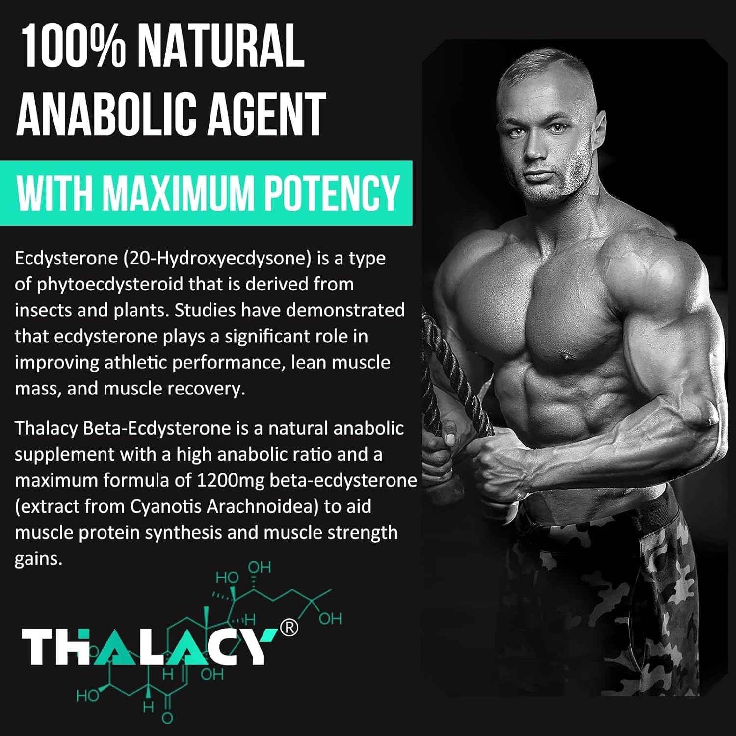 1200MG Beta Ecdysterone Supplement, 98% Maximum Purity Ecdysterone Supplements f