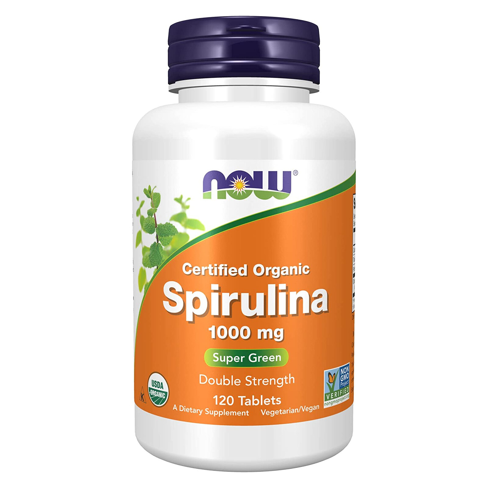NOW FOODS Spirulina Double Strength 1000 mg Organic 120 Tablets
