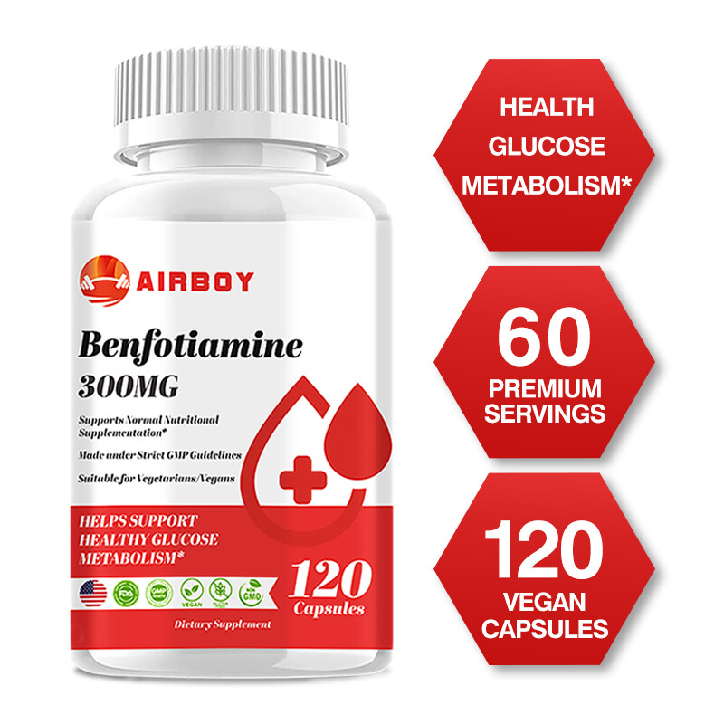 120pcs Benfotiamine Capsules 300mg – L-lecucine – Fat & Water Soluble Vitamin B1