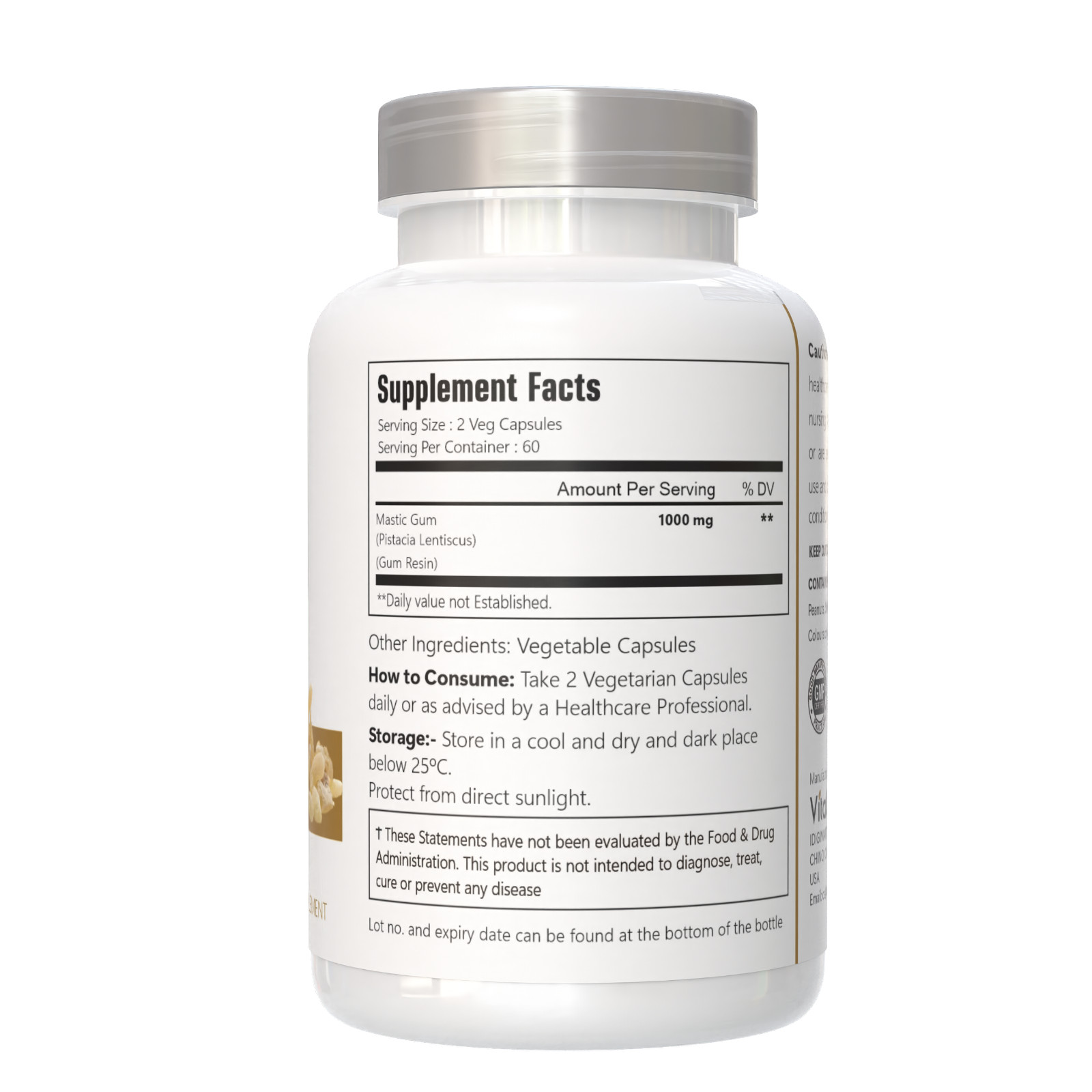 PipingRock Mastic Gum 1000mg 120 Capsules | Non-GMO & Gluten Free