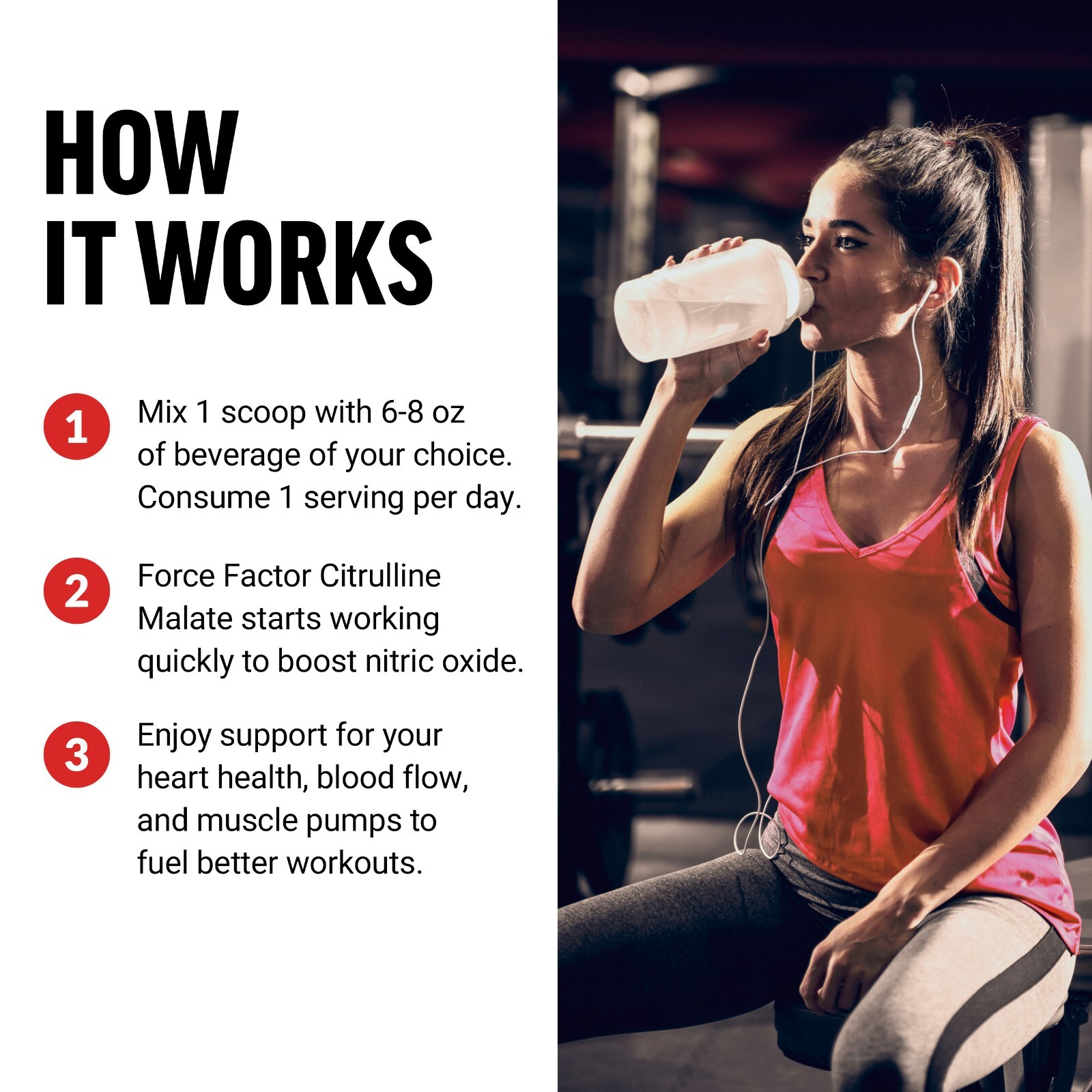 Force Factor Citrulline Malate Powder 2:1, 3000mg, Unflavored, 66 Servings