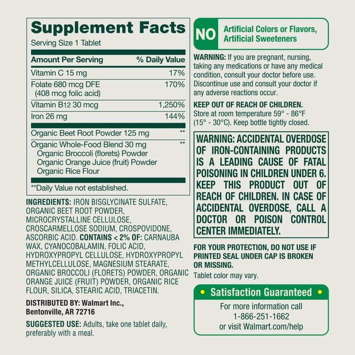 Spring Valley Blood Fortifier with Iron Tablets, General Wellness, 60 Count