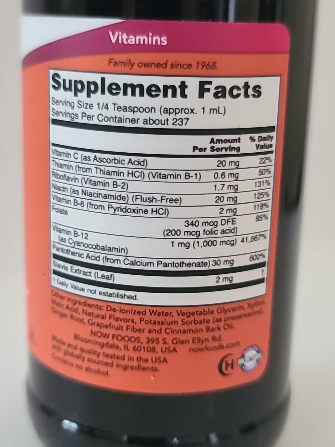 ( 1 ) NOW Foods Liquid VITAMIN B-12 Complex 8 fl oz / 237 mL• EXP : 10/2026
