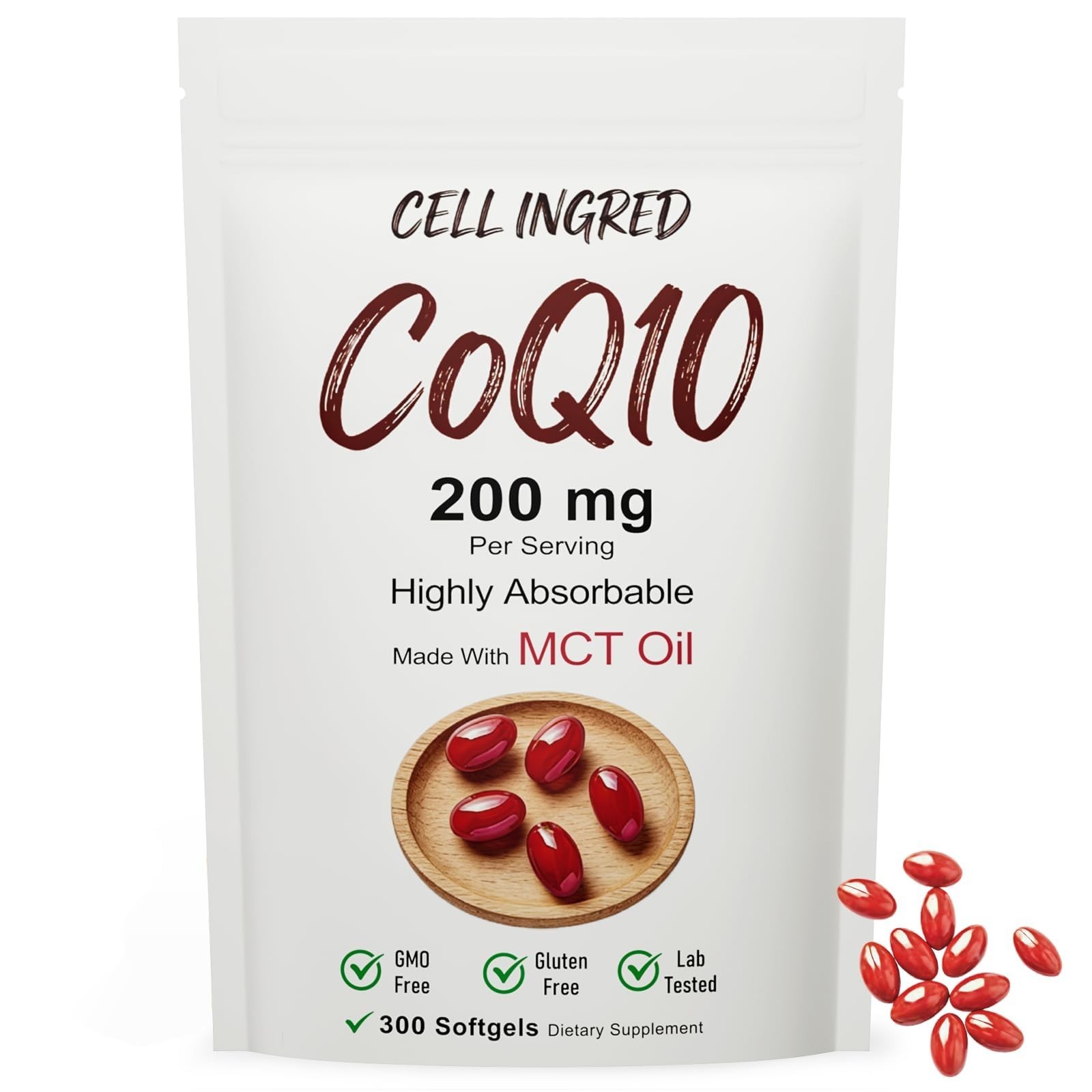 CoQ10 200mg Softgels with Coconut MCT Oil – Antioxidant Heart & Energy Support,