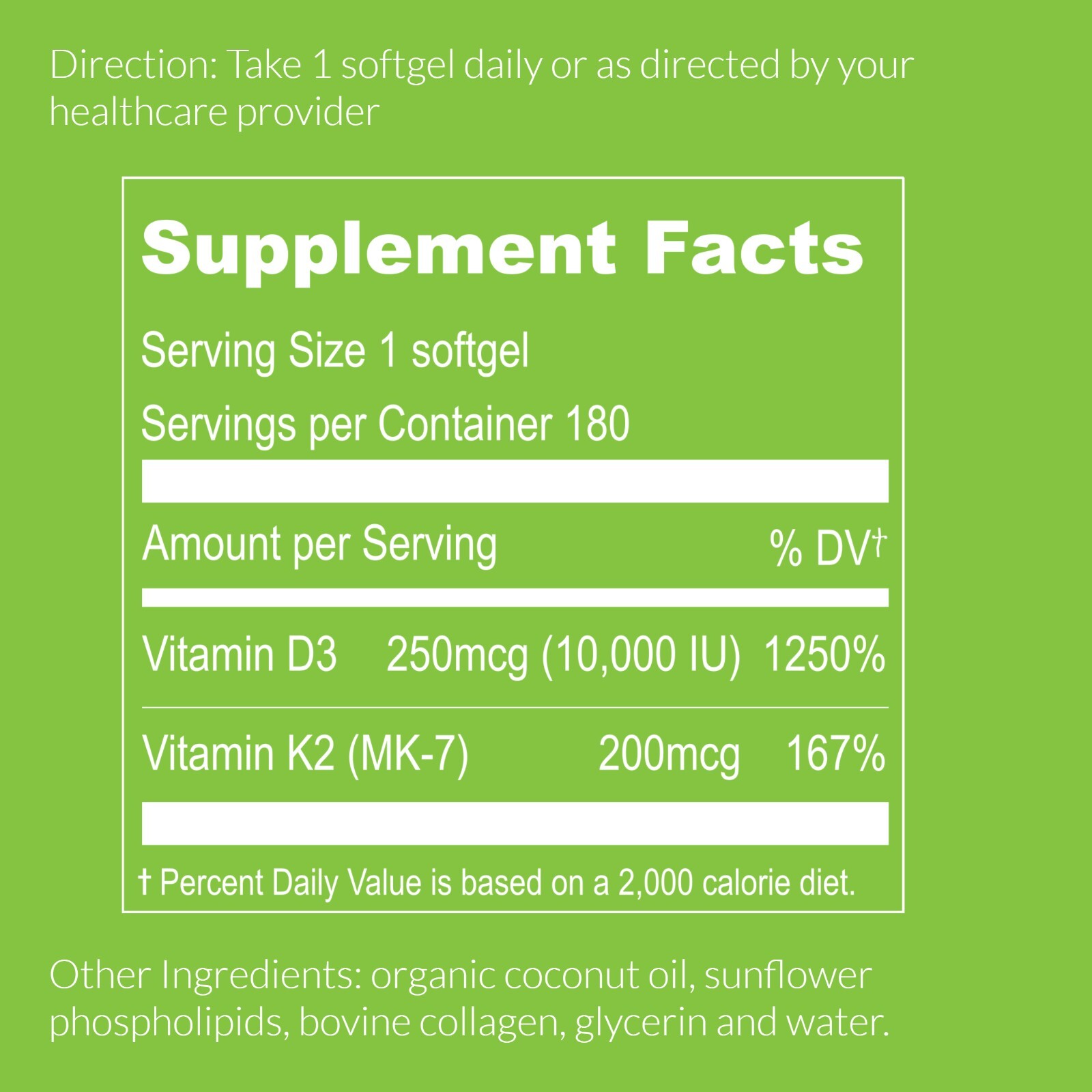 UpNourish Liposomal Vitamin D3 10000IU K2 MK-7 200mcg Softgel 180 ct