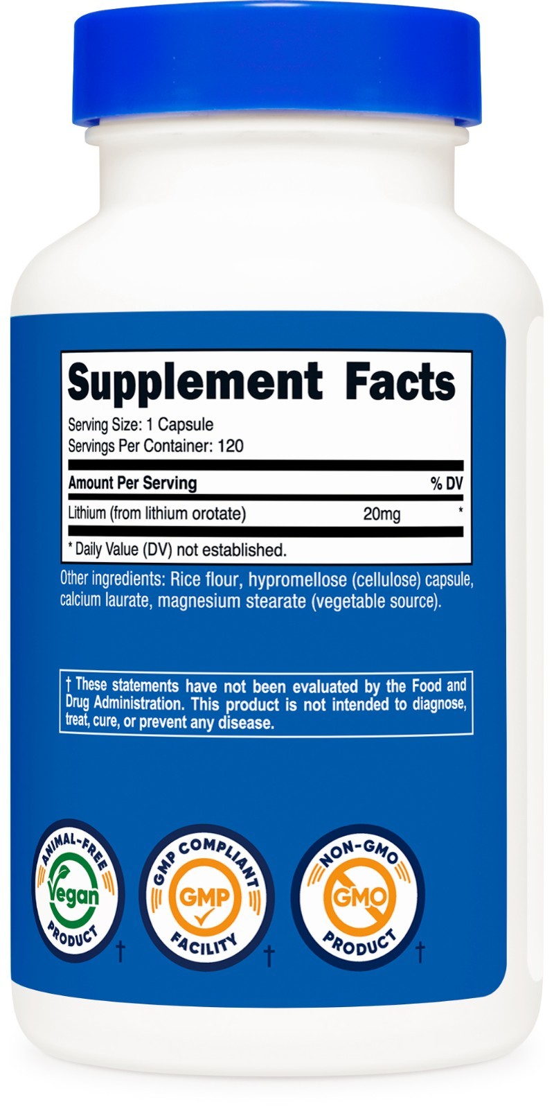 Nutricost Lithium Orotate (20mg) 120 Capsules – Vegan, Gluten-Free, GMO-Free