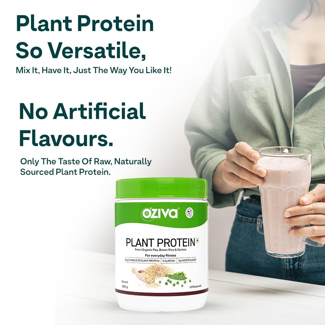 OZiva Organic Plant Protein Powder For Everyday Fitness Men & Women 500gm